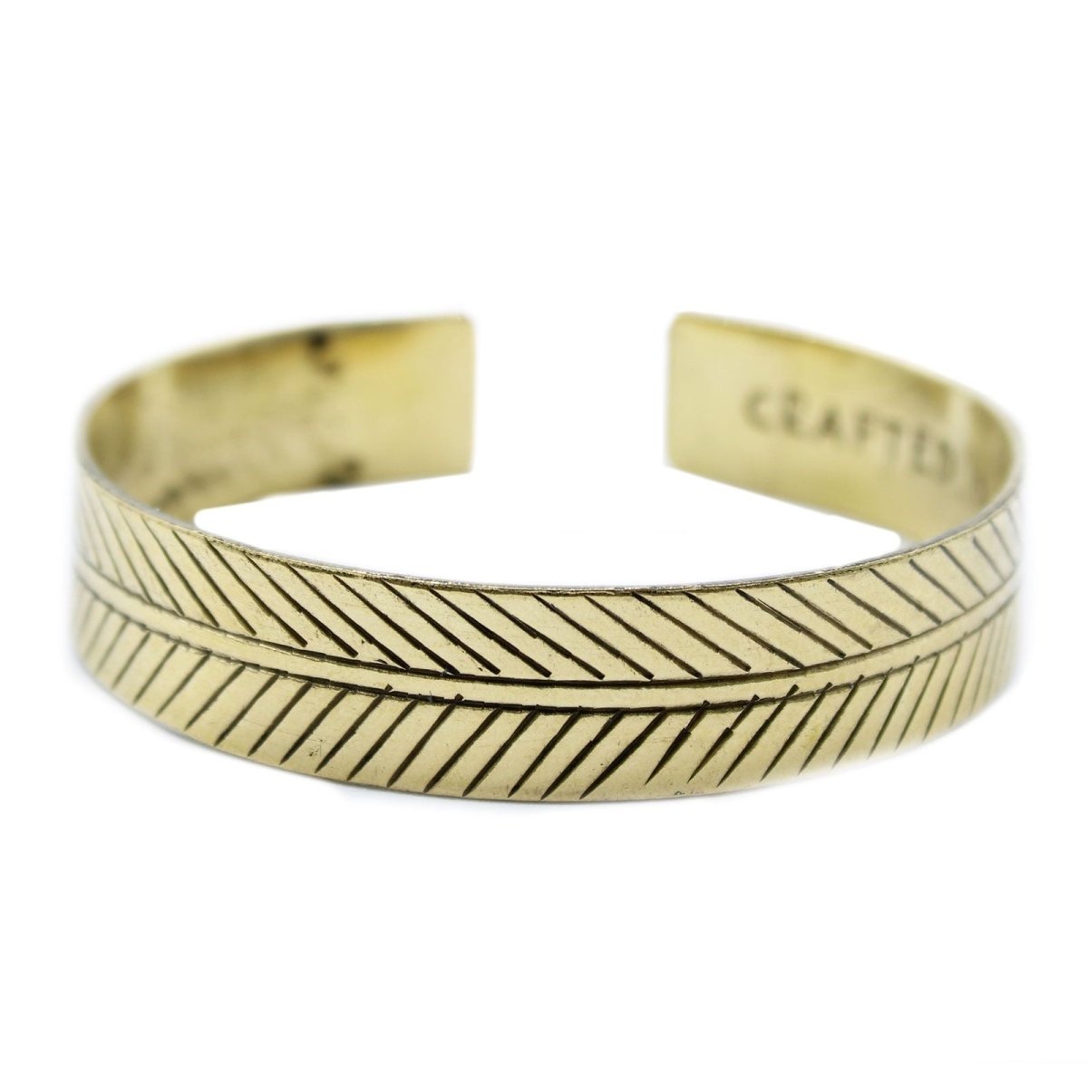 Brass Tibetan Bracelet - Wide Tribal LeafTibetan Mantra BraceletHeart Notes