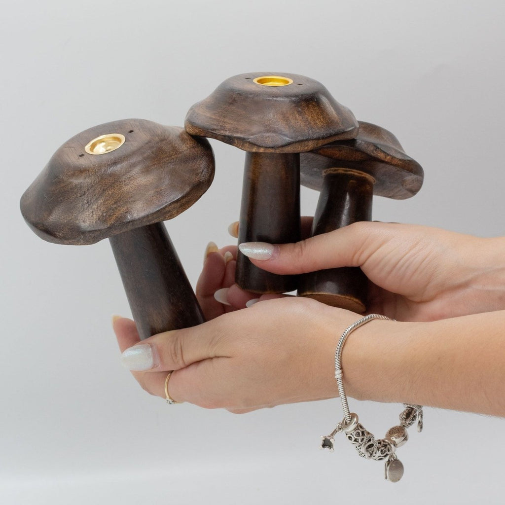 Set of 3 Flat Incense Cone Mushrooms (13cm 12cm 11cm)Incense HoldersHeart Notes