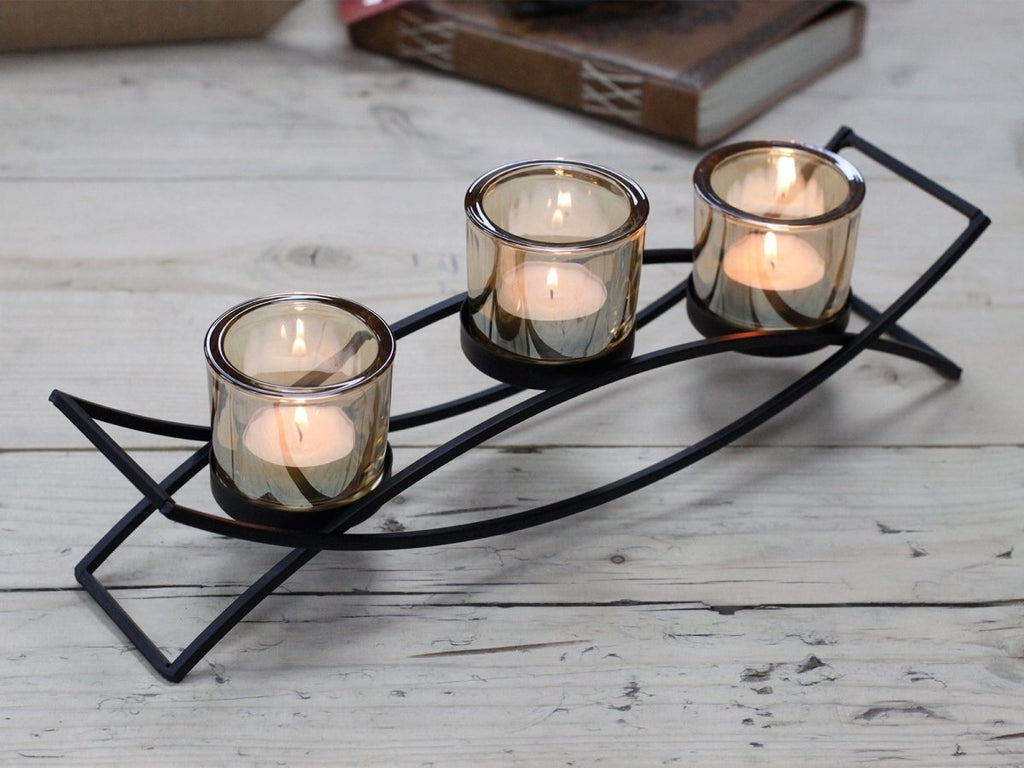 Centrepiece Iron Votive Candle Holder - 3 Cup SilhouetteCenterpiece Iron Votive Candle HoldersHeart Notes