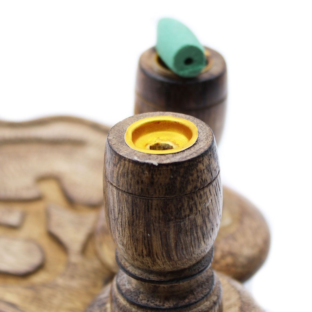 Sm Mango Wood Backflow Burner - OhmMango Wood Backflow BurnerHeart Notes