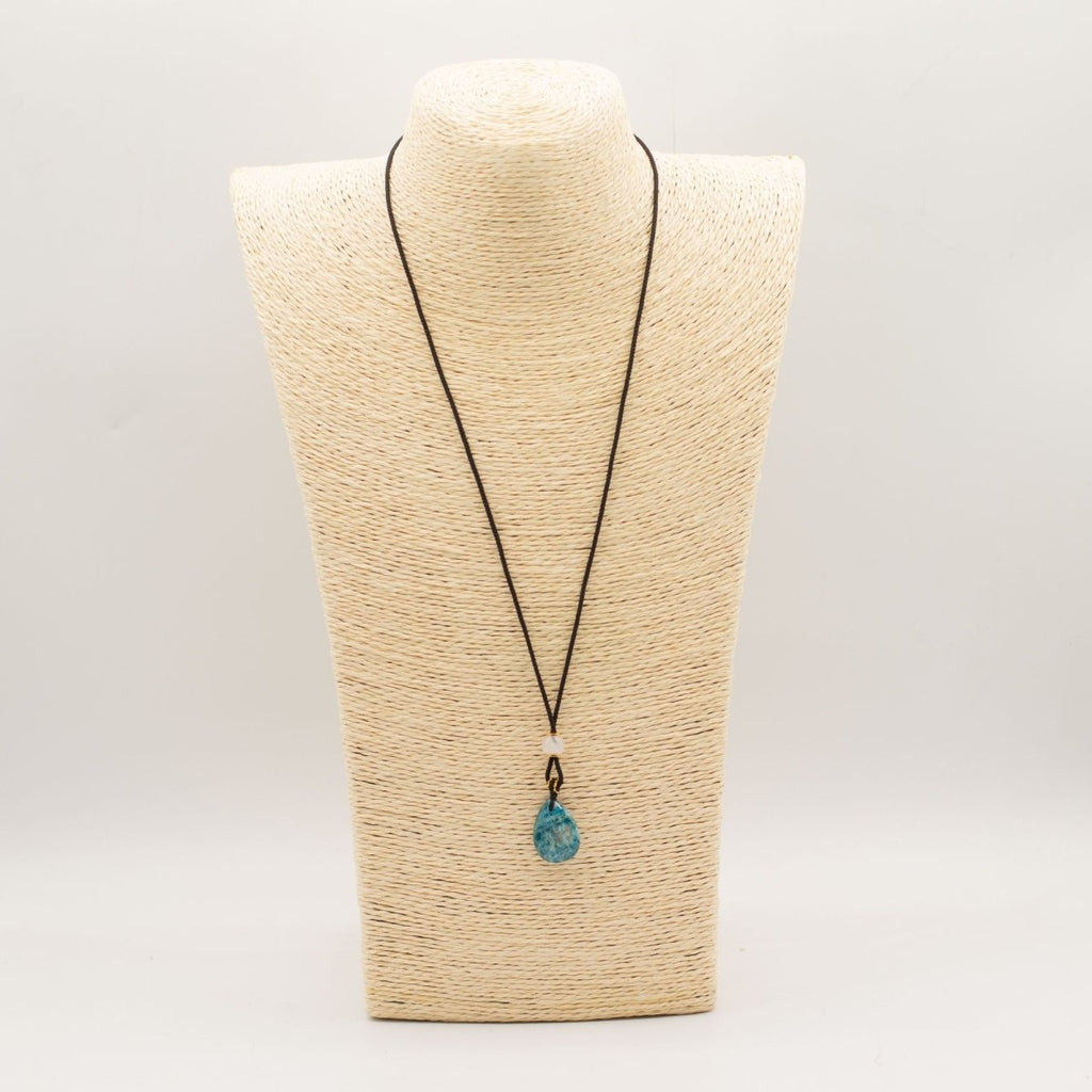 Cord Necklace Gemstone Pendant - Howlite TeardropCord Necklace Gemstone PendantsHeart Notes