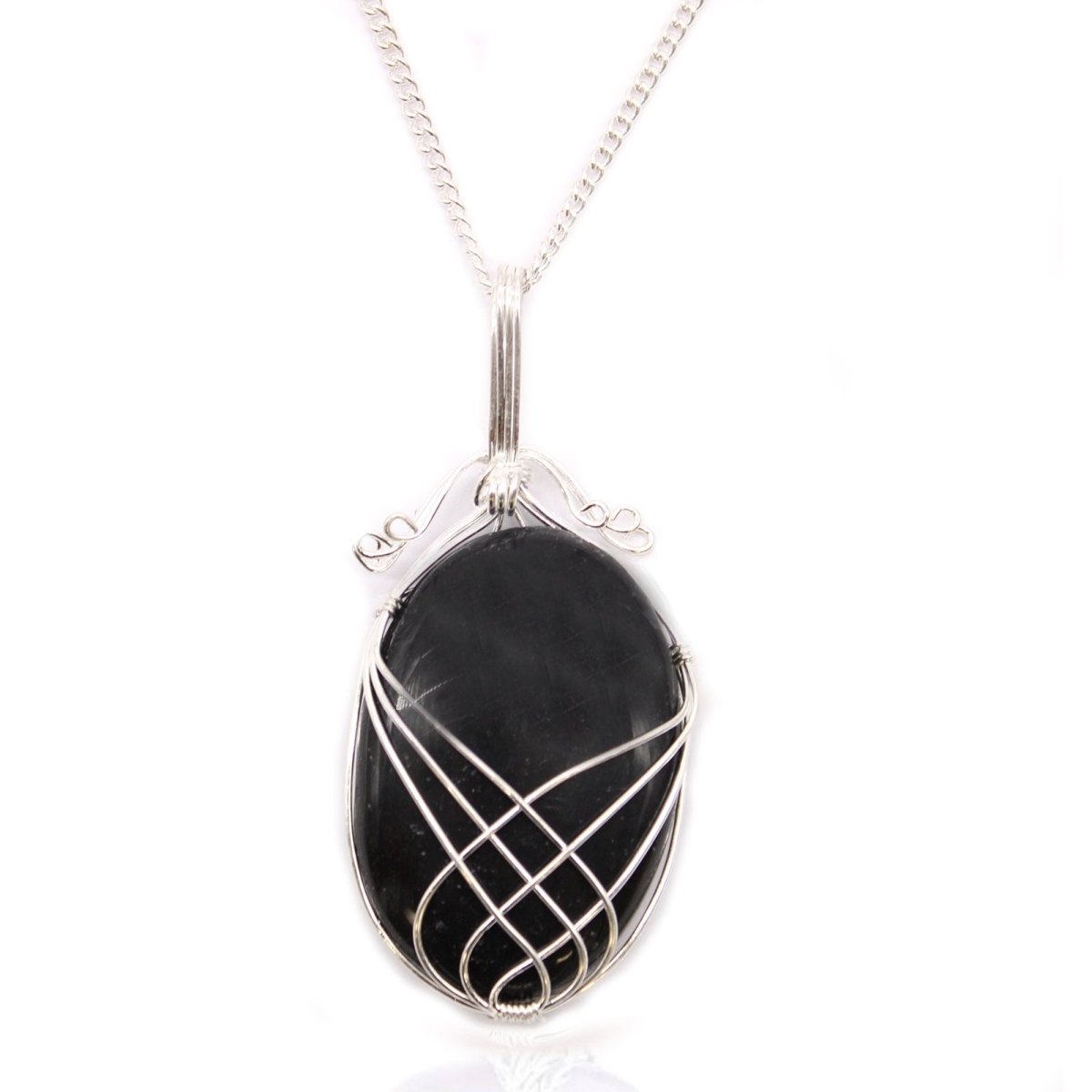 Swirl Wrapped Gemstone Necklace - Black OnyxIndian Gemstone NecklacesHeart Notes