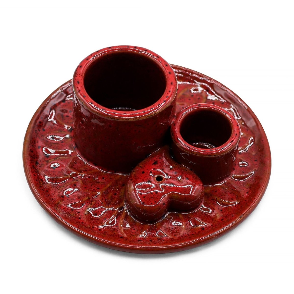 Palo Santo Stick & Smudge Holder - Mandala - Red with Heart GlossCeramic Palo Santo Stick & Smudge HolderHeart Notes