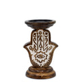 Mango Wood Candle Stand - Hamsa - SmallMango Wood Candle StandsHeart Notes