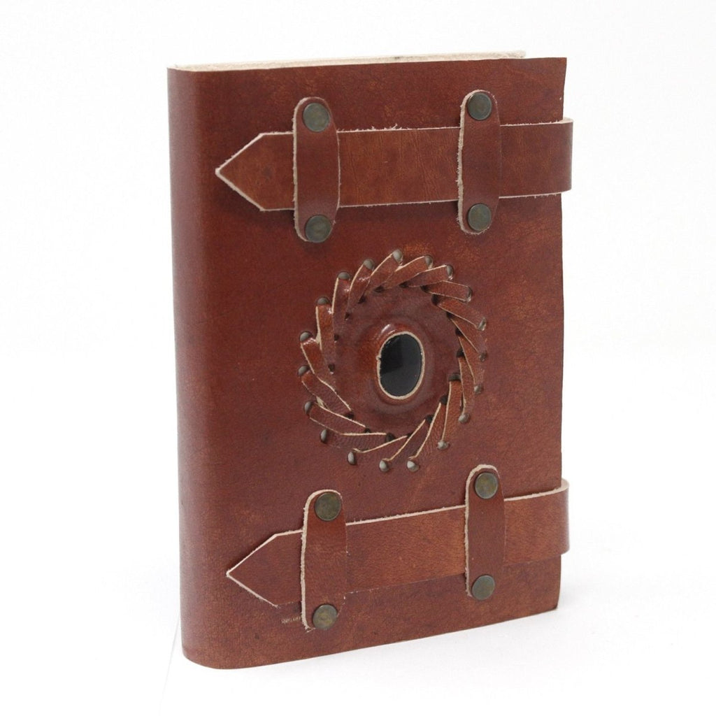Leather Black Onyx with Belts Notebook (6x4")Leather Notebooks – Vintage Style JournalsHeart Notes