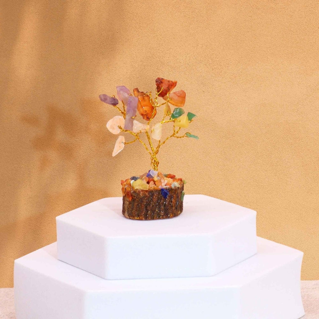 Mini Gemstone Tree On Wood Base - Multi Stones (15 stones)Mini Gemstone TreesHeart Notes