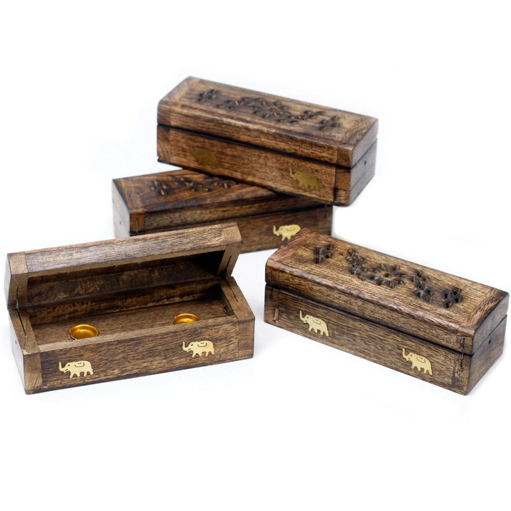 Incense Cone Smoke Box 6" - Mango WoodIncense HoldersHeart Notes