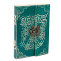 Leather Green Peace with Lock Notebook (7x5")Leather Notebooks – Vintage Style JournalsHeart Notes