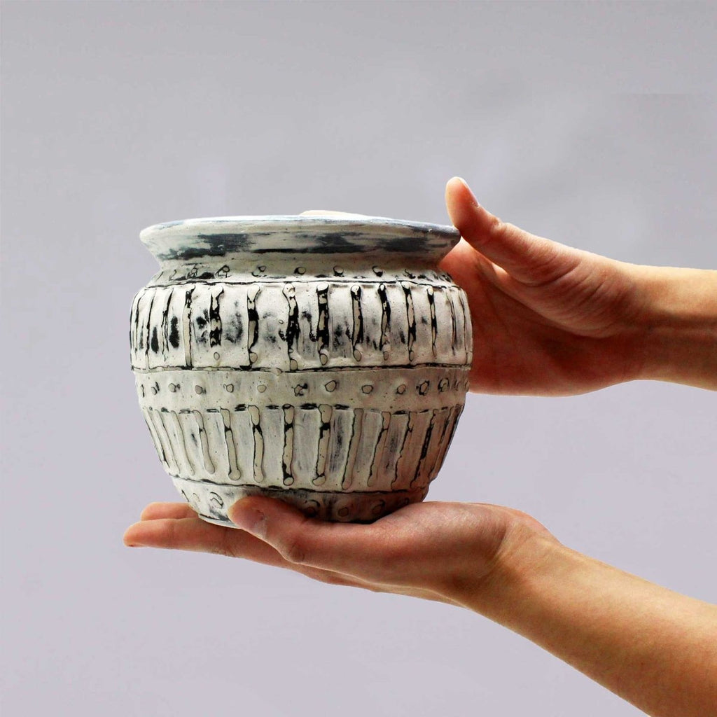 Greek Clay Plant Pot - Cream 12cmBalinese Ceramic VasesHeart Notes