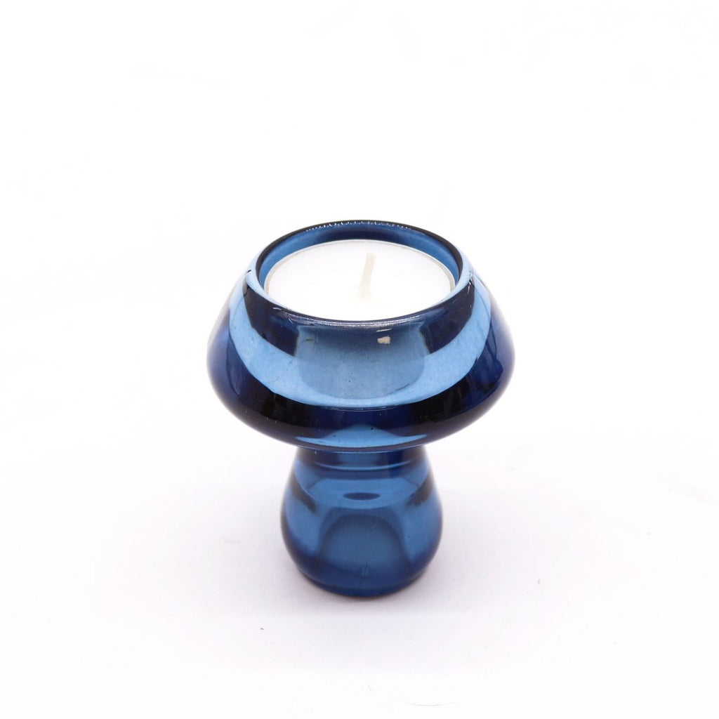 Mushroom Flip Dinner Candle / Tealight Holder - Royal BlueGlass Candle Holders & JarsHeart Notes