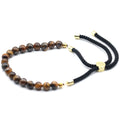 18K Gold Plated Gemstone Black String Bracelet - Tiger EyeGemstones String BraceletsHeart Notes