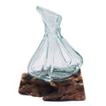 Molten Glass Fancy Mini Decanter on Wood 24cmMolten Glass on WoodHeart Notes