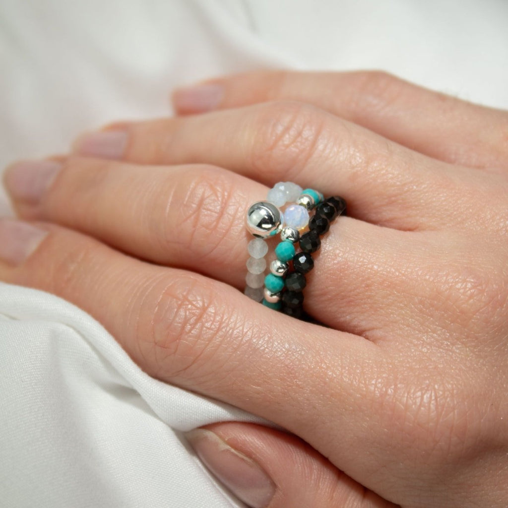 Nymph Spirit Gemstone Ring Set - Endless OceanNymph Nature Inspired Gemstone Ring SetsHeart Notes