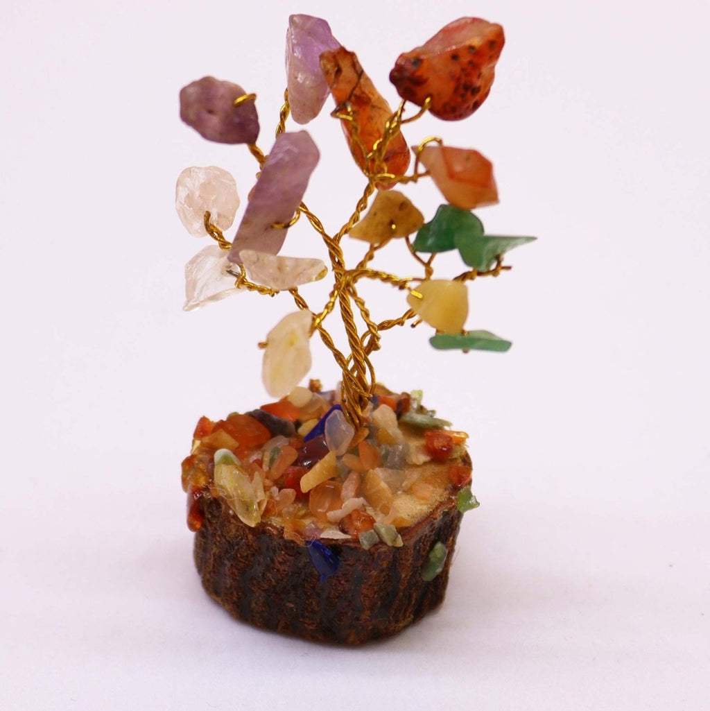 Mini Gemstone Tree On Wood Base - Multi Stones (15 stones)Mini Gemstone TreesHeart Notes
