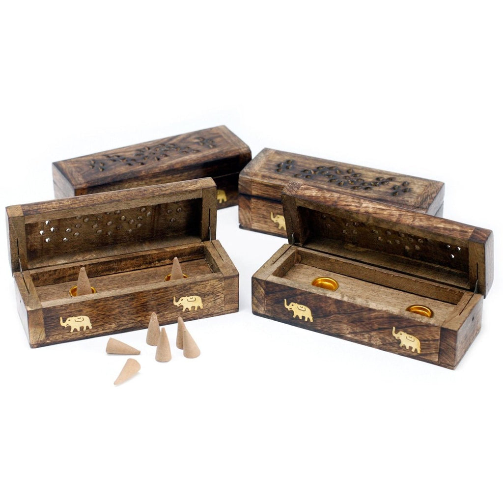 Incense Cone Smoke Box 6" - Mango WoodIncense HoldersHeart Notes