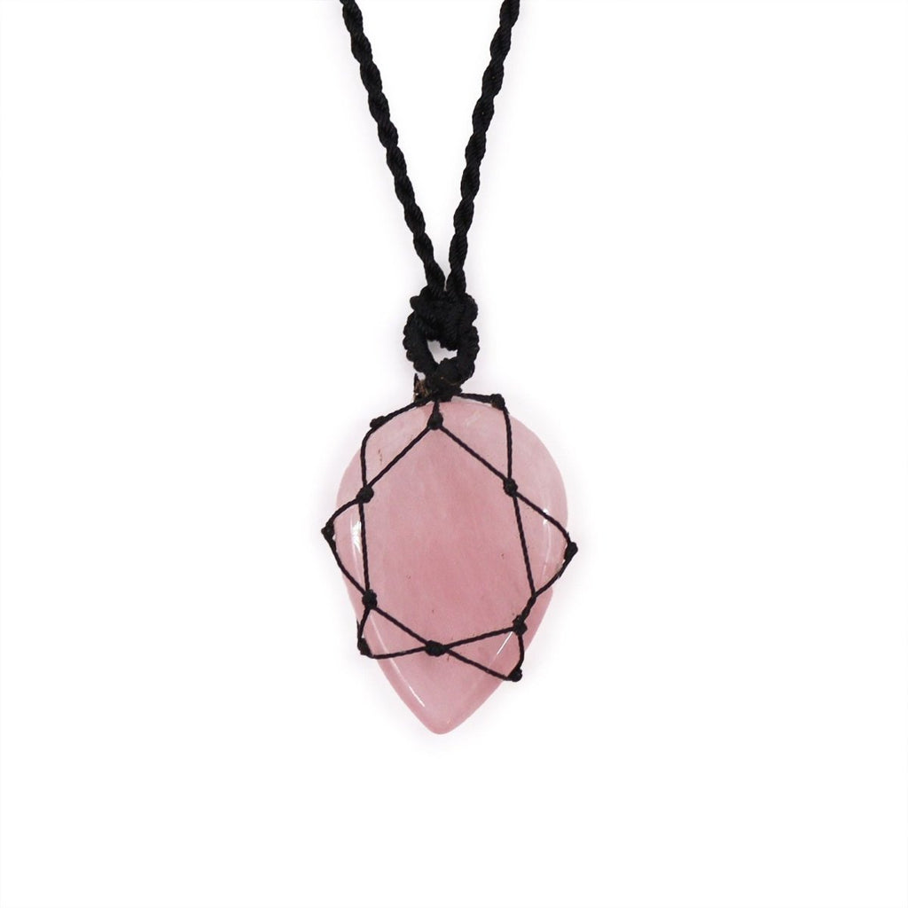 Laced Gemstone Teardrop Pendant - Rose QuartzLaced Gemstone PendantsHeart Notes