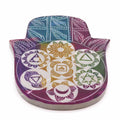 Soapstone Lrg Hamsa Incense Holder - 7 ChakraSoapstone Incense HoldersHeart Notes
