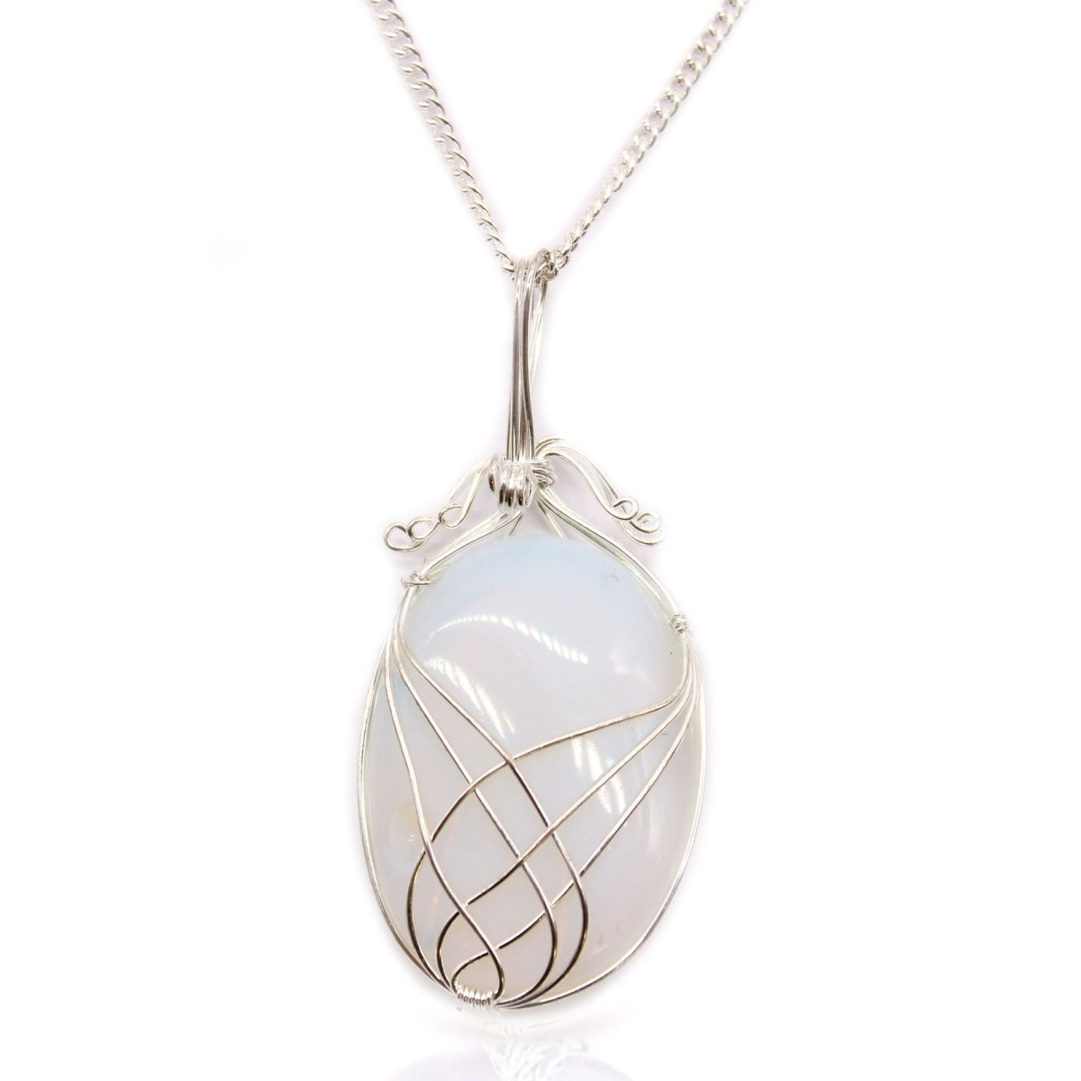Swirl Wrapped Gemstone Necklace - OpaliteIndian Gemstone NecklacesHeart Notes