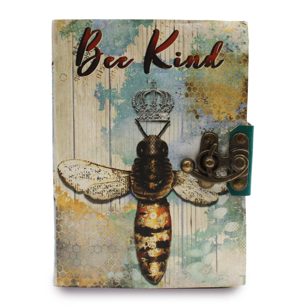 Leather "Bee Kind" Deckle - edge Notebook (7x5")Leather Notebooks – Vintage Style JournalsHeart Notes