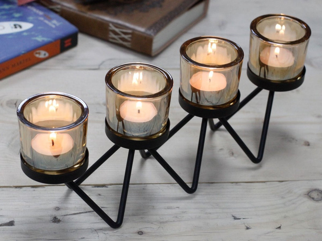 Centrepiece Iron Votive Candle Holder - 4 Cup Zig ZagCenterpiece Iron Votive Candle HoldersHeart Notes