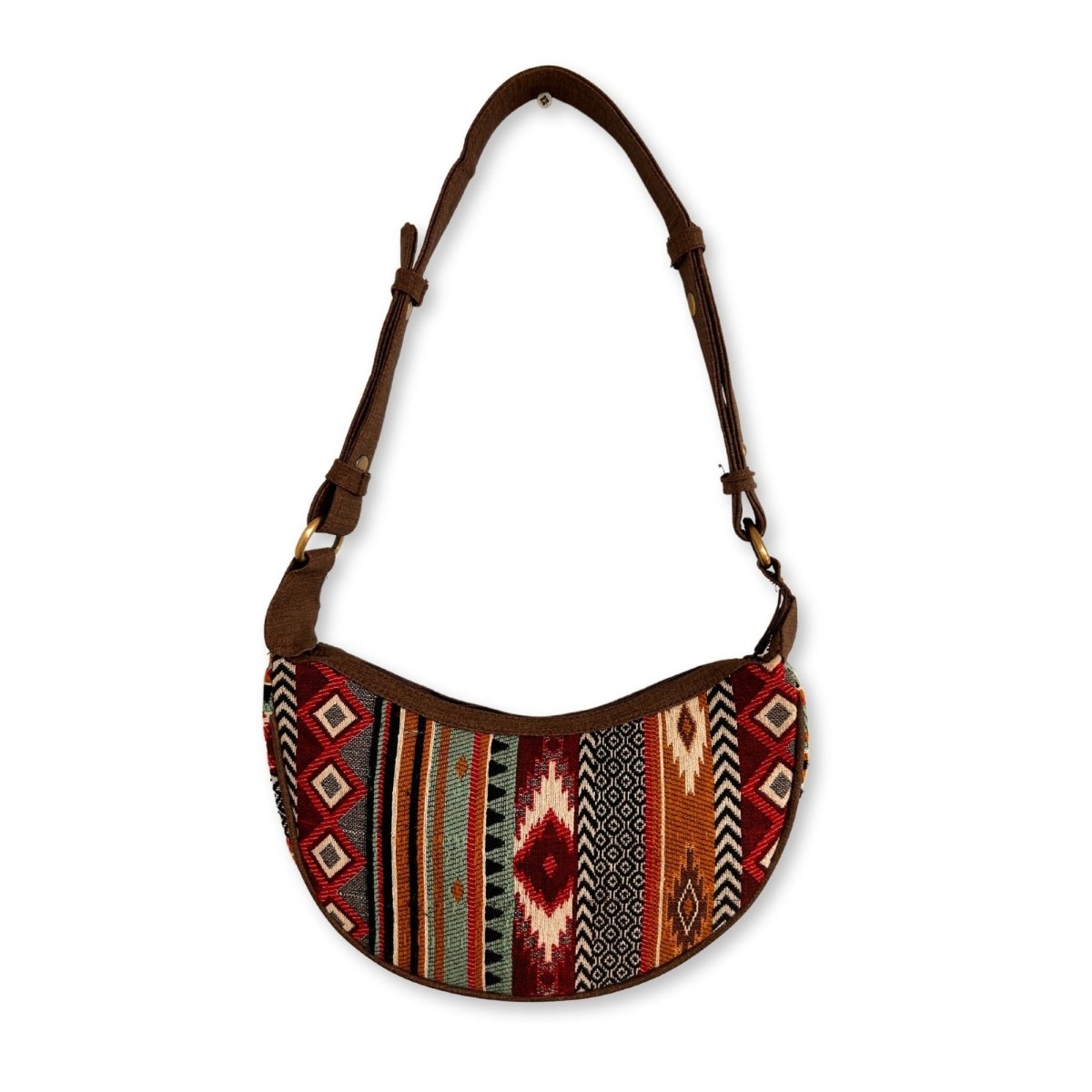 Jacquard Hobo Bag - Rich Browns (brown strap)Jacquard Hobo BagsHeart Notes