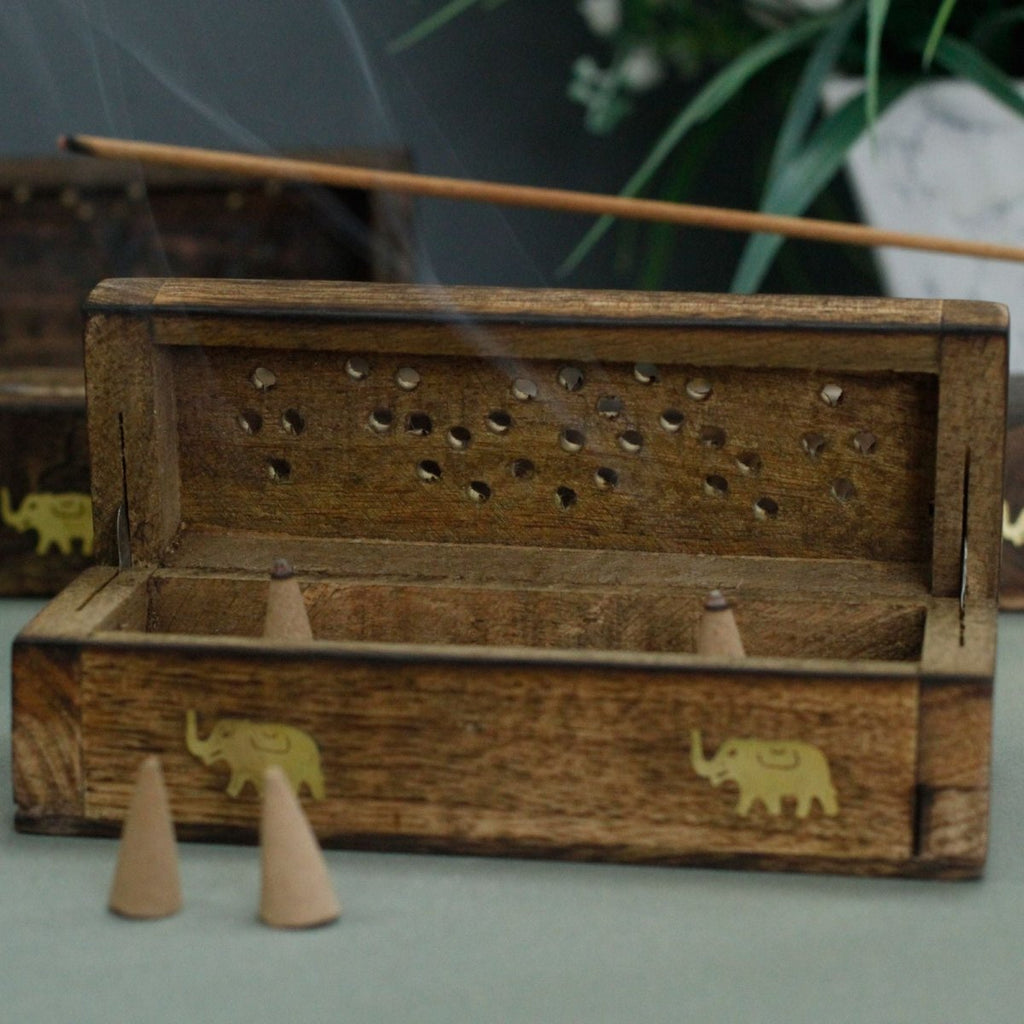 Incense Cone Smoke Box 6" - Mango WoodIncense HoldersHeart Notes