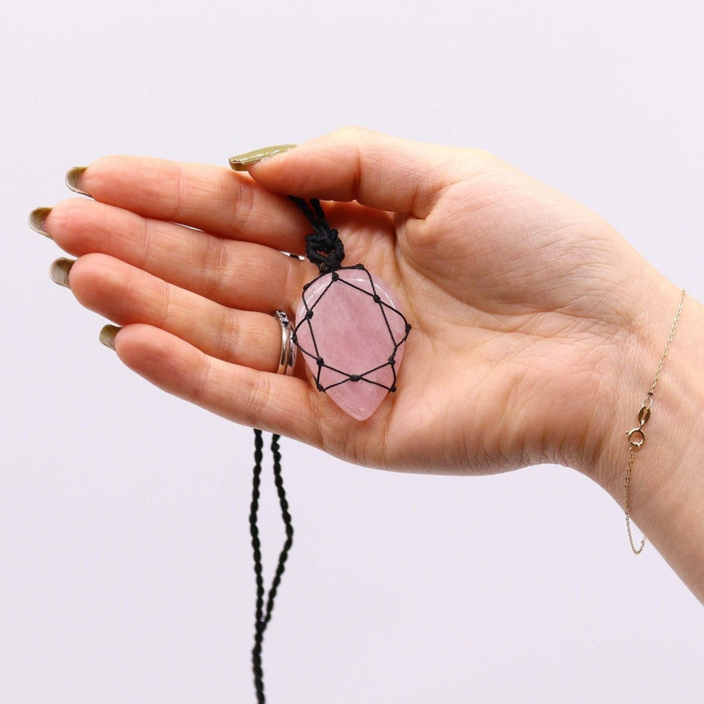 Laced Gemstone Teardrop Pendant - Rose QuartzLaced Gemstone PendantsHeart Notes