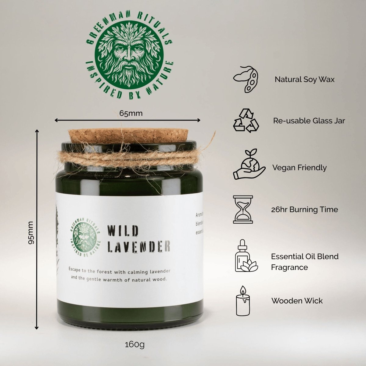 Greenman Woodwick Soy Candle - Cedar CitrusGreenman Rituals Woodwick Soy CandlesHeart Notes