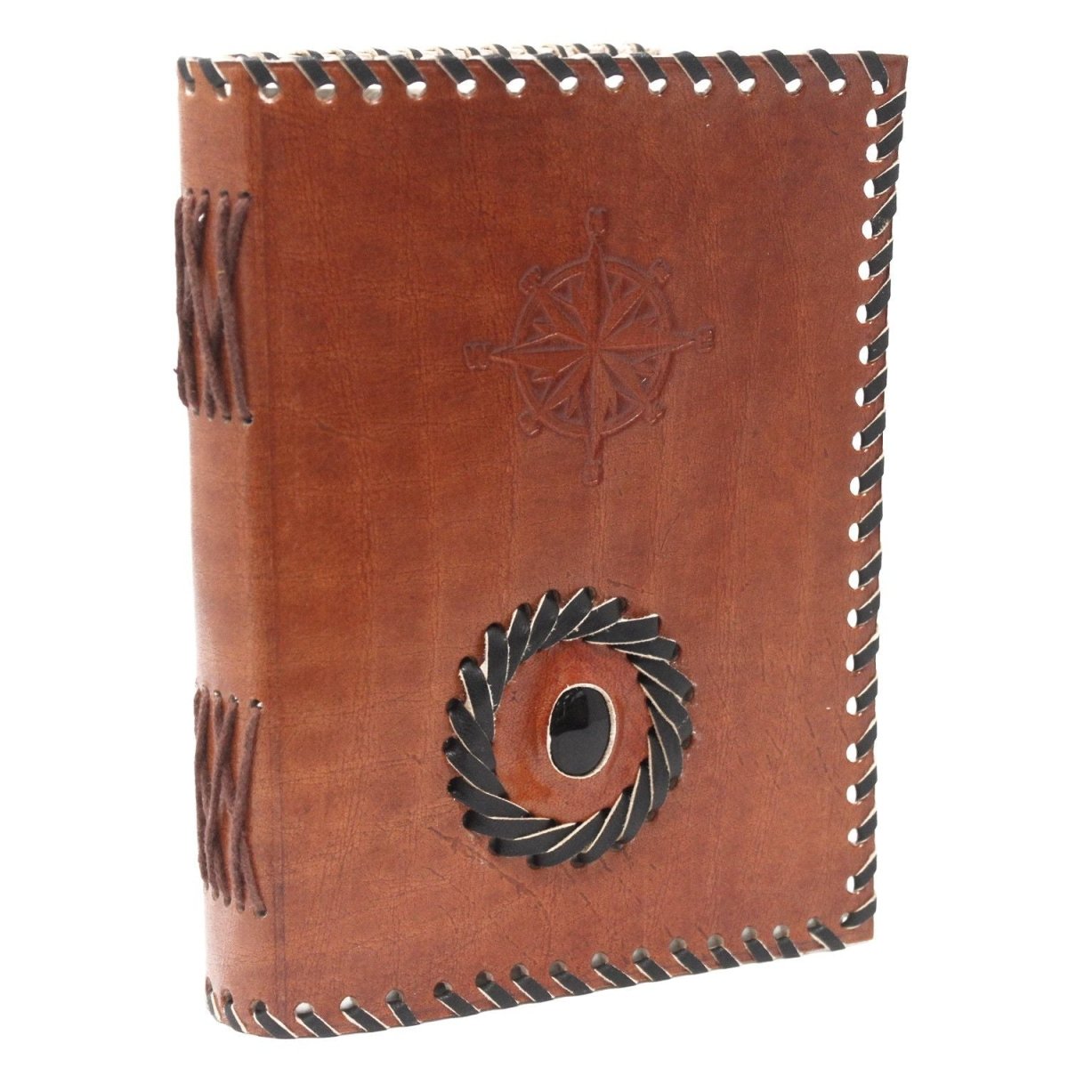 Leather Black onyx & Compas Notebook (7x5")Leather Notebooks – Vintage Style JournalsHeart Notes