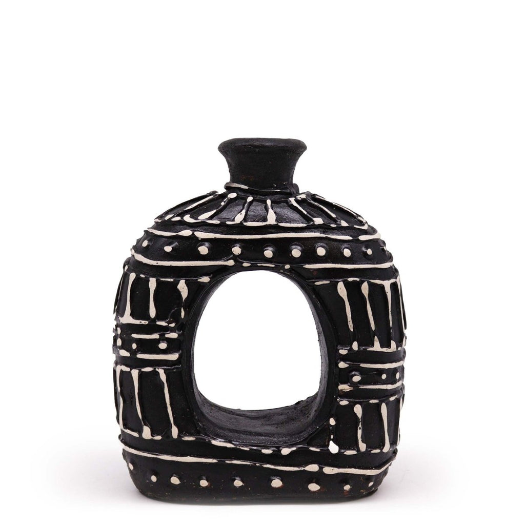 Oval Donut Shaped Vase - Chocolate 18cmBalinese Ceramic VasesHeart Notes