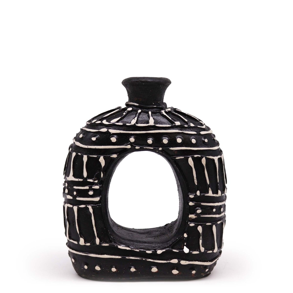 Oval Donut Shaped Vase - Chocolate 18cmBalinese Ceramic VasesHeart Notes