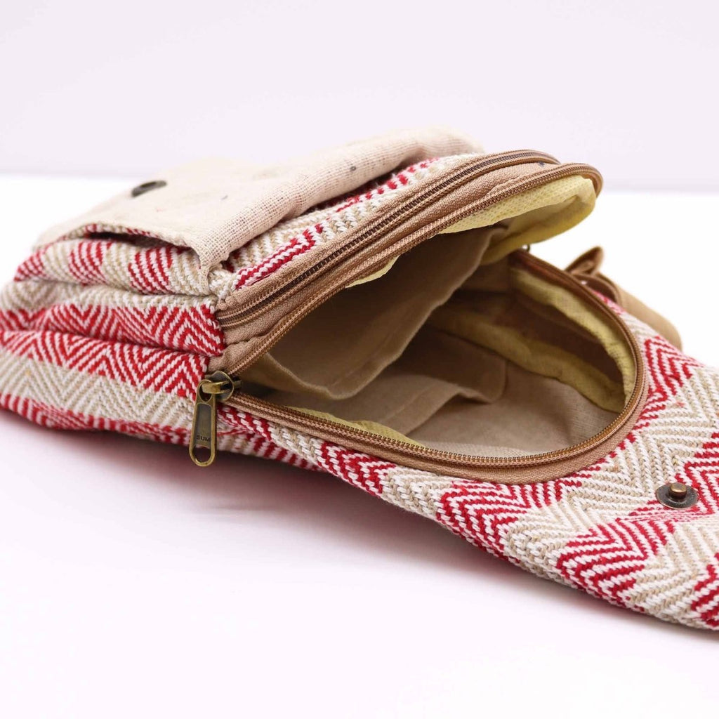 Body Cross Bag Natural Cotton - Tan & PinkNatural Cotton Cross - Body BagsHeart Notes