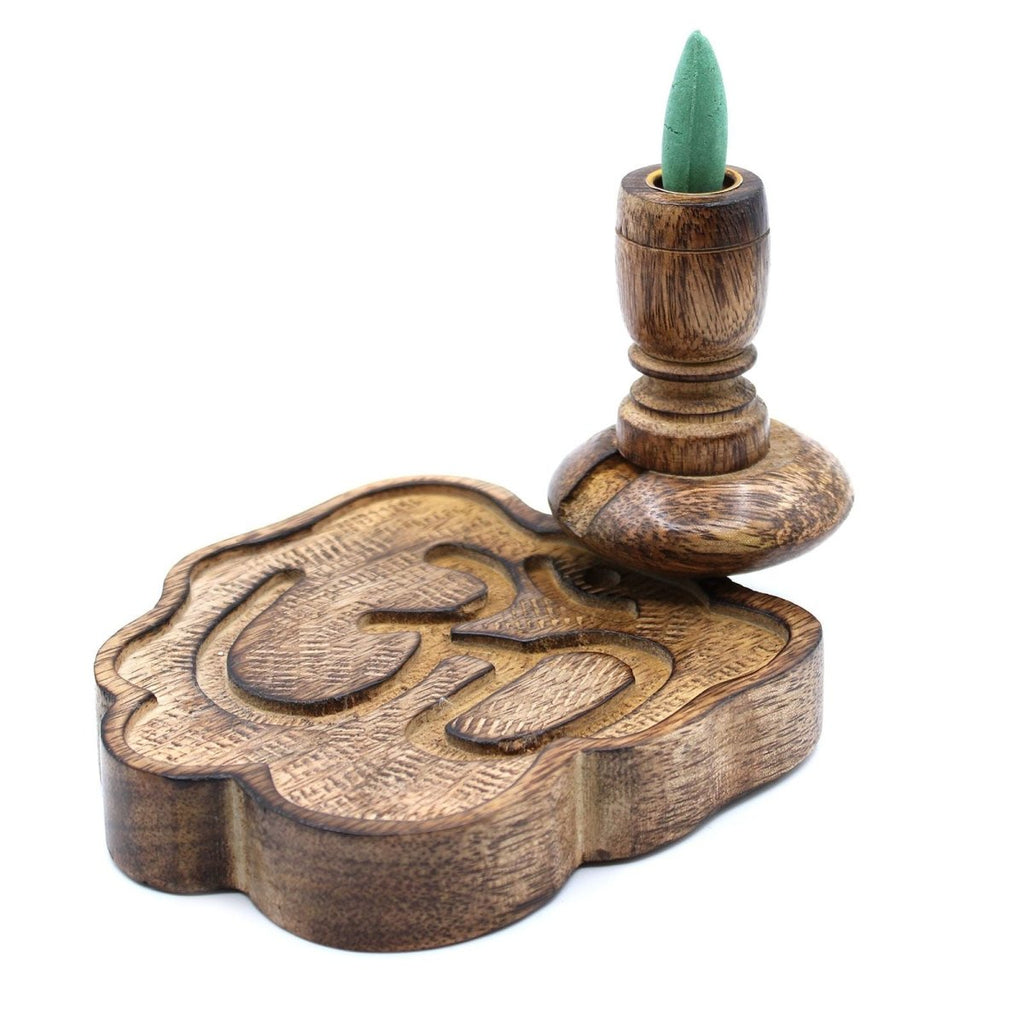 Sm Mango Wood Backflow Burner - OhmMango Wood Backflow BurnerHeart Notes