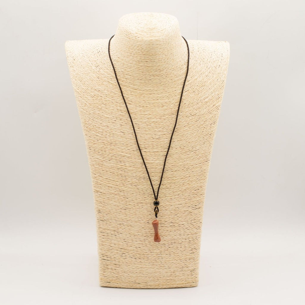 Cord Necklace Gemstone Pendant - Goldstone BoneCord Necklace Gemstone PendantsHeart Notes