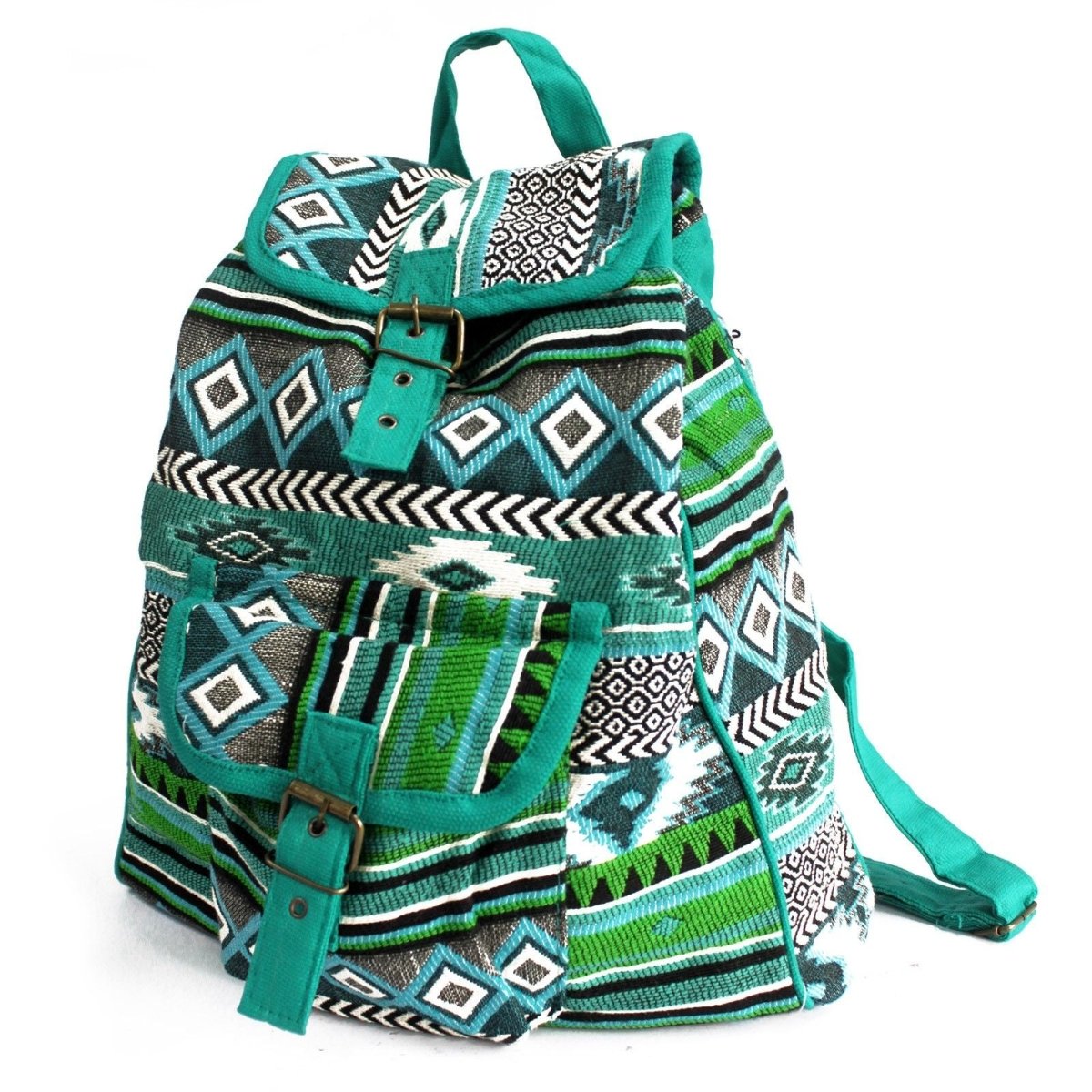 Jacquard Bag - Teal BackpackJacquard Nepal Style BagsHeart Notes