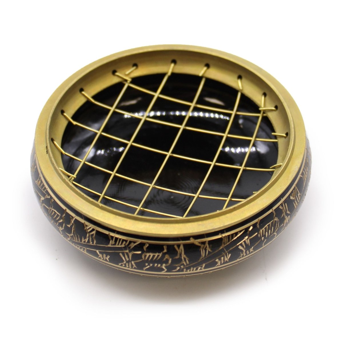 Brass Carved Charcoal Incense JarTraditional Brass Incense BurnersHeart Notes