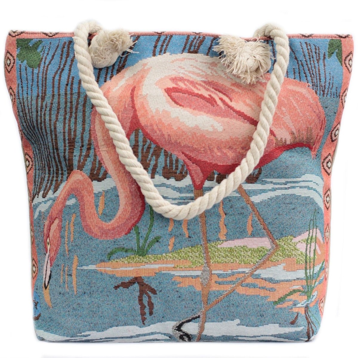 Rope Handle Bag - Pink FlamingoClassic Rope Handled BagsHeart Notes