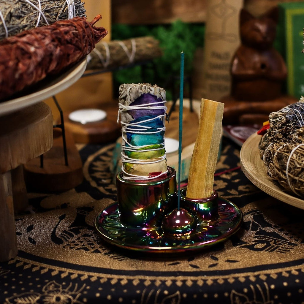 Palo Santo Stick & Smudge Holder - Mandala - Metalic RainbowCeramic Palo Santo Stick & Smudge HolderHeart Notes