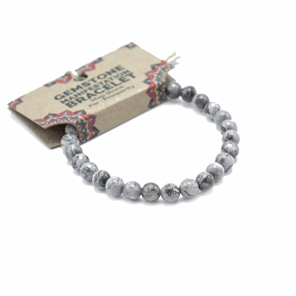 Gemstone Manifestation Bracelet - Map Stone - ProsperityGemstone Bracelets for ManifestationHeart Notes