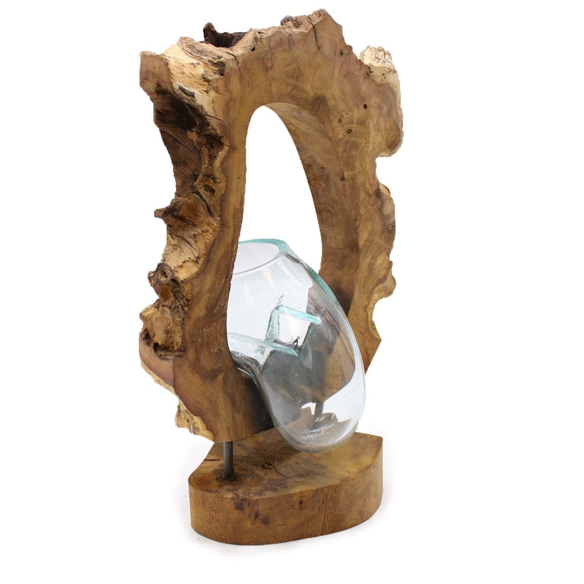 Molton Glass Hanging Art Vase on WoodMolten Glass on WoodHeart Notes