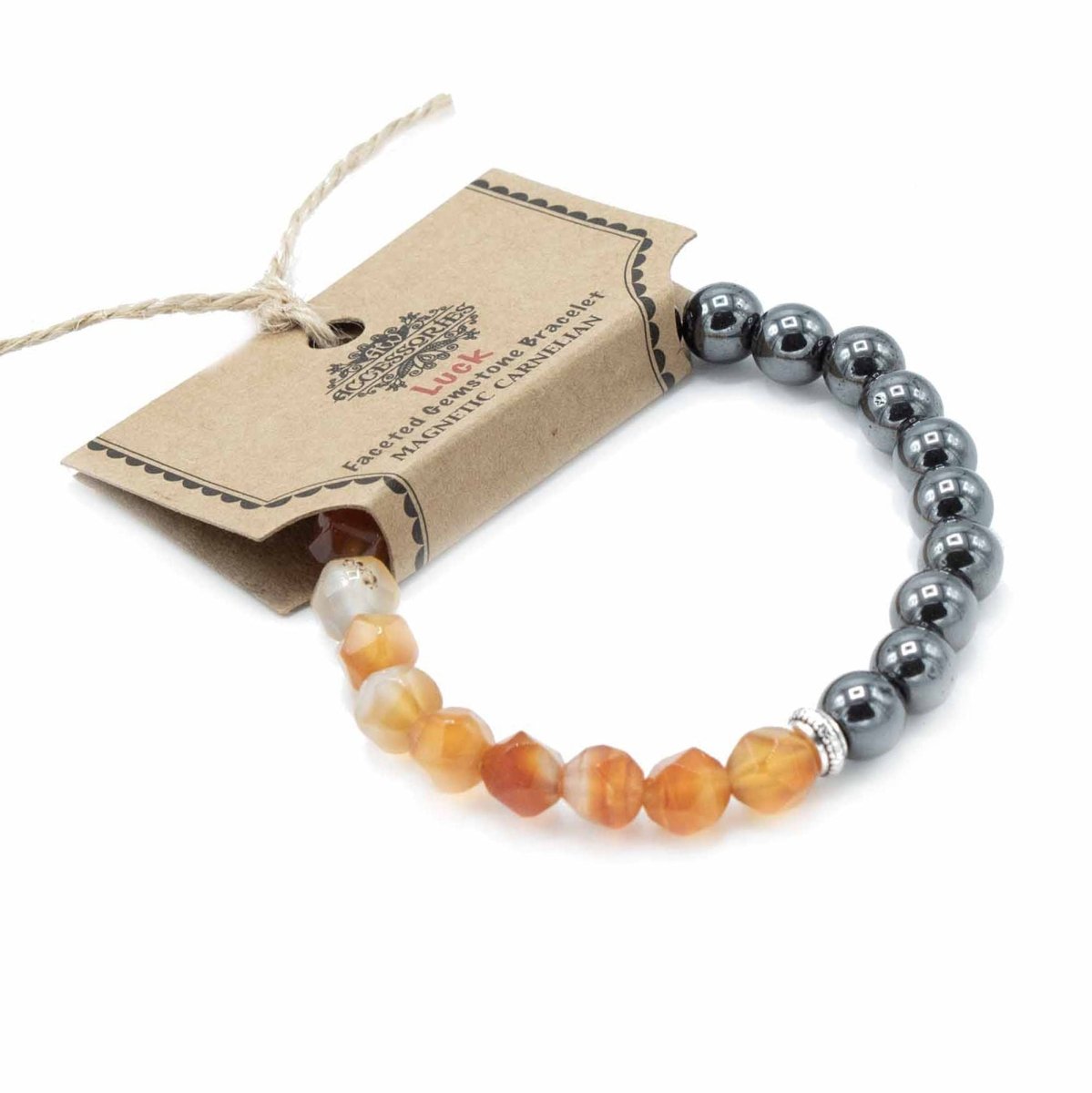 Faceted Gemstone Bracelet - Magnetic CarnelianFaceted Gemstone BraceletsHeart Notes