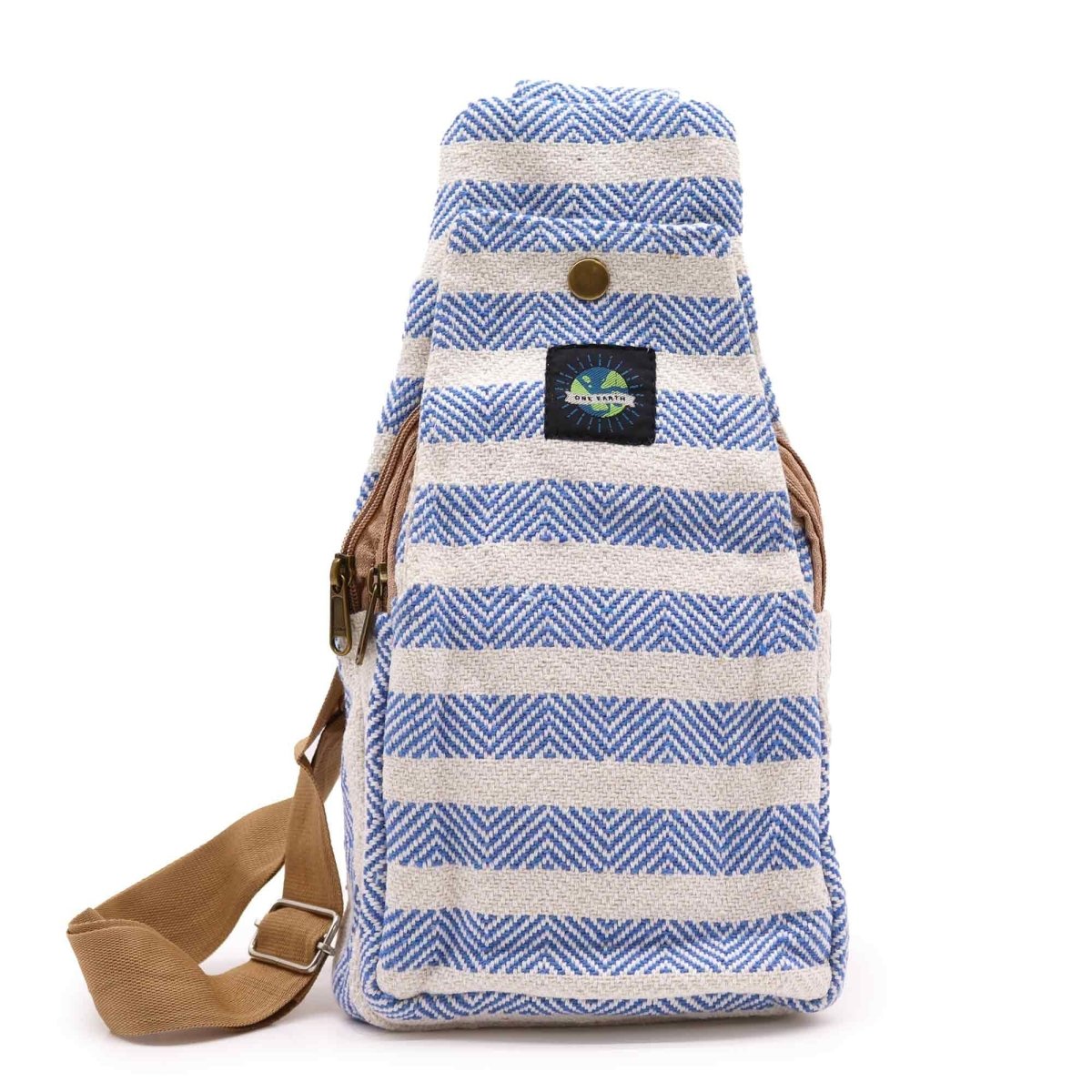 Body Cross Bag Natural Cotton - Blue & WhiteNatural Cotton Cross - Body BagsHeart Notes