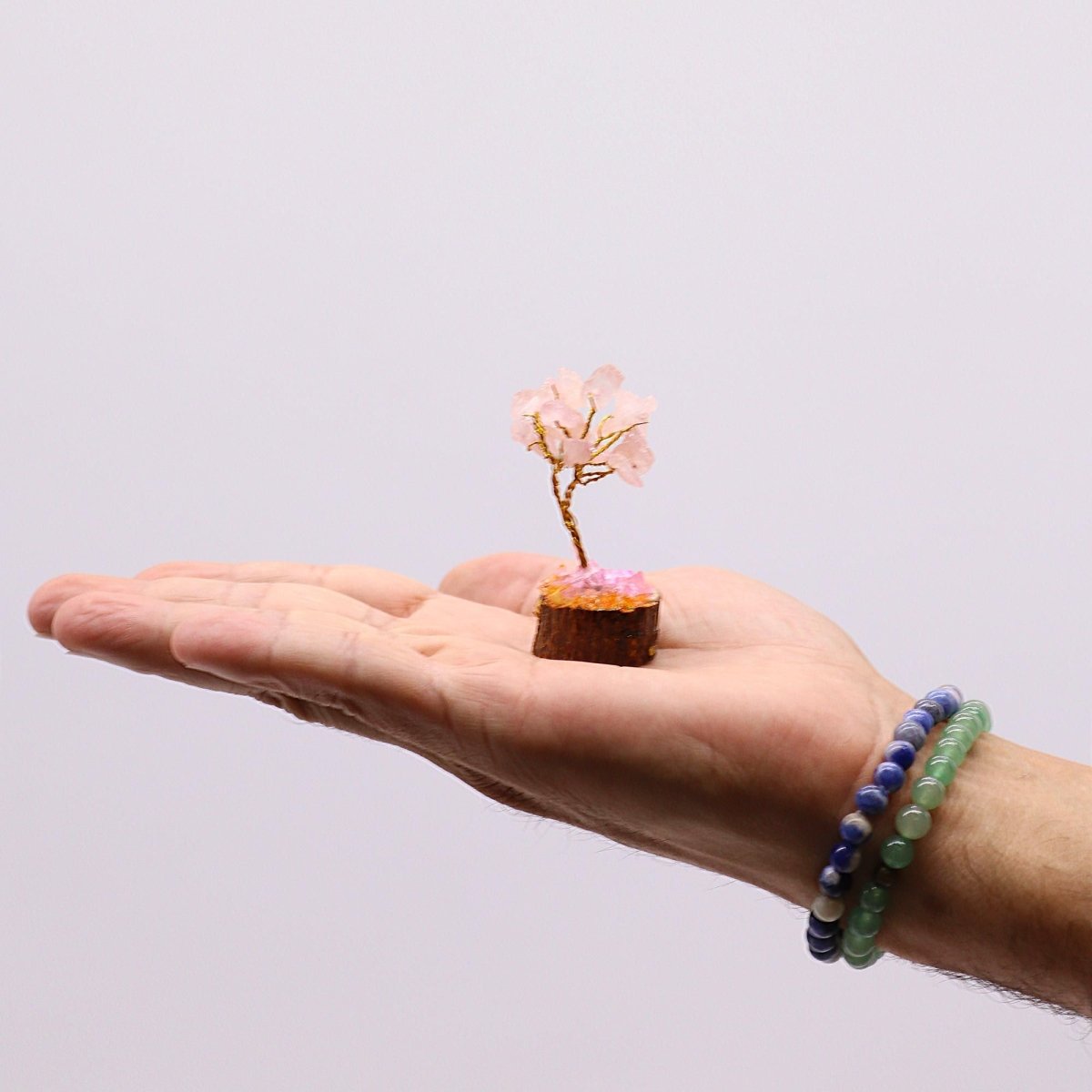 Mini Gemstone Tree On Wood Base - Rose Quartz (15 stones)Mini Gemstone TreesHeart Notes