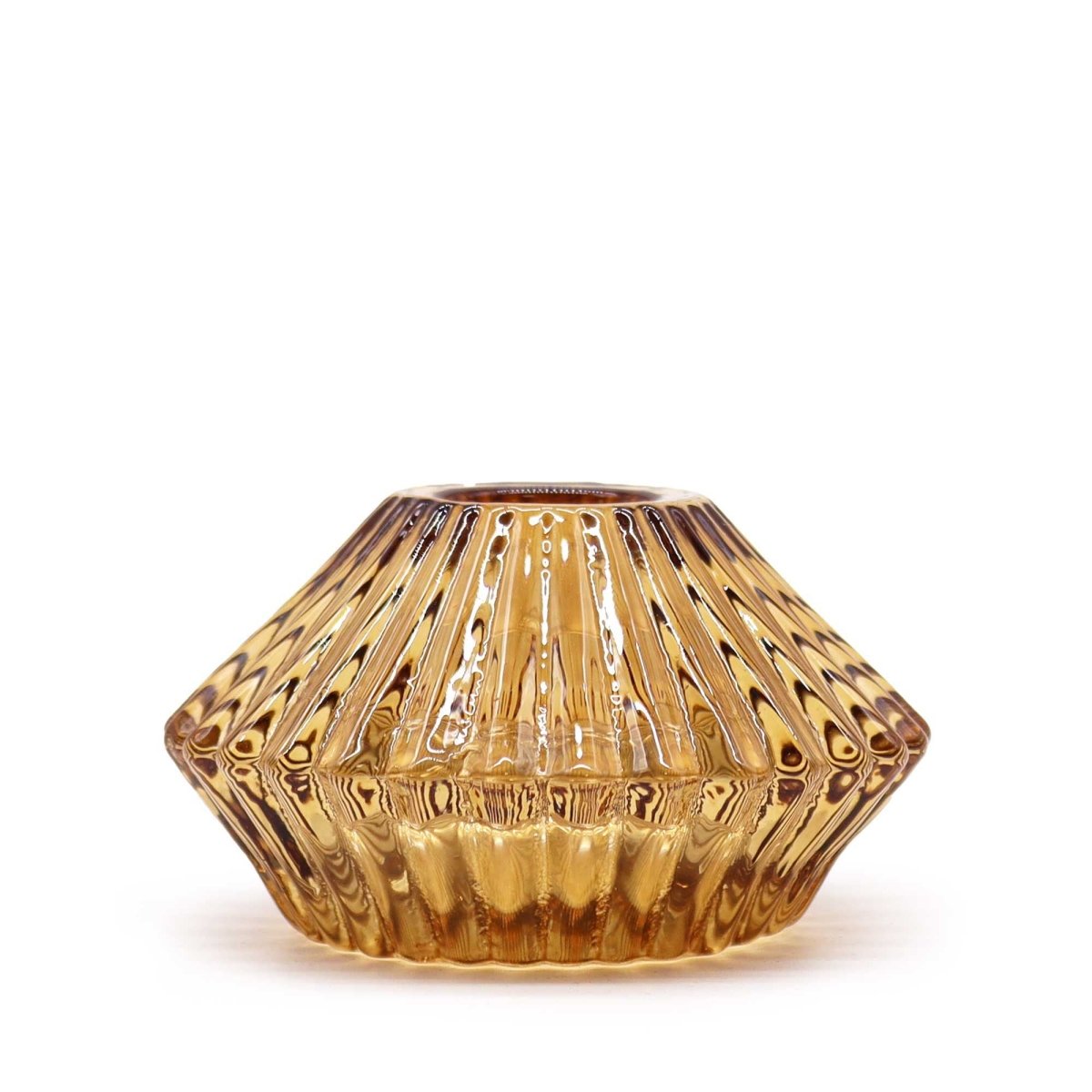 Flower Flip Dinner Candle / Tealight Holder - Antique AmberGlass Candle Holders & JarsHeart Notes