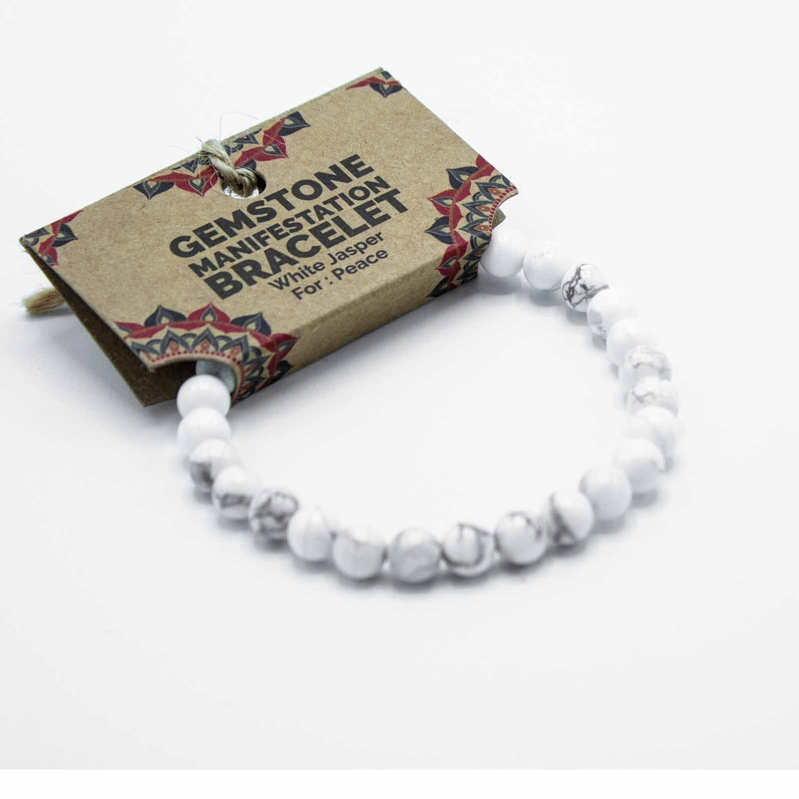 Gemstone Manifestation Bracelet - White Jasper - PeaceGemstone Bracelets for ManifestationHeart Notes