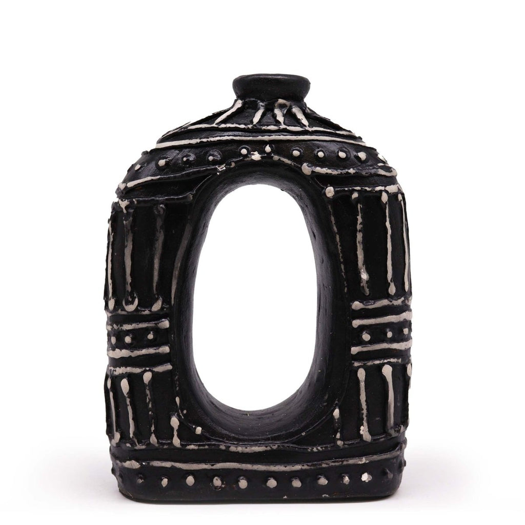 Oval Donut Shaped Vase - Chocolate 23cmBalinese Ceramic VasesHeart Notes
