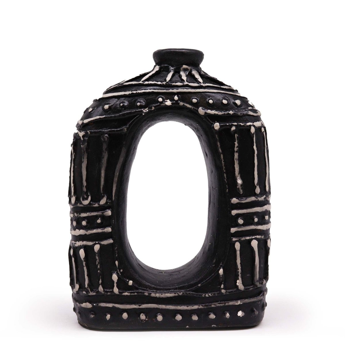 Oval Donut Shaped Vase - Chocolate 23cmBalinese Ceramic VasesHeart Notes