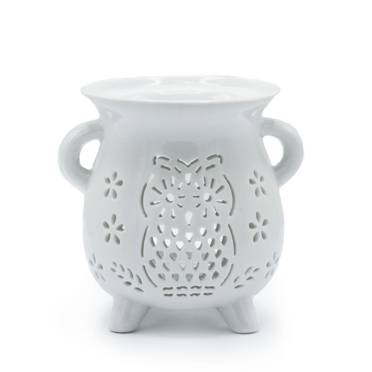 Cauldron Oil Burner - Owl - WhiteVarious Shaped Ceramic Oil BurnersHeart Notes