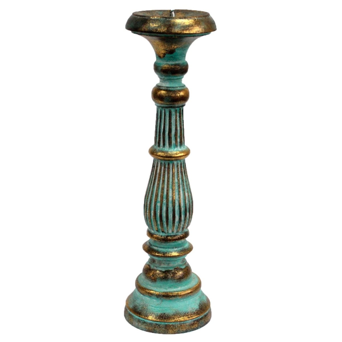 Large Candle Stand - Turquoise GoldVintage Candle StandsHeart Notes