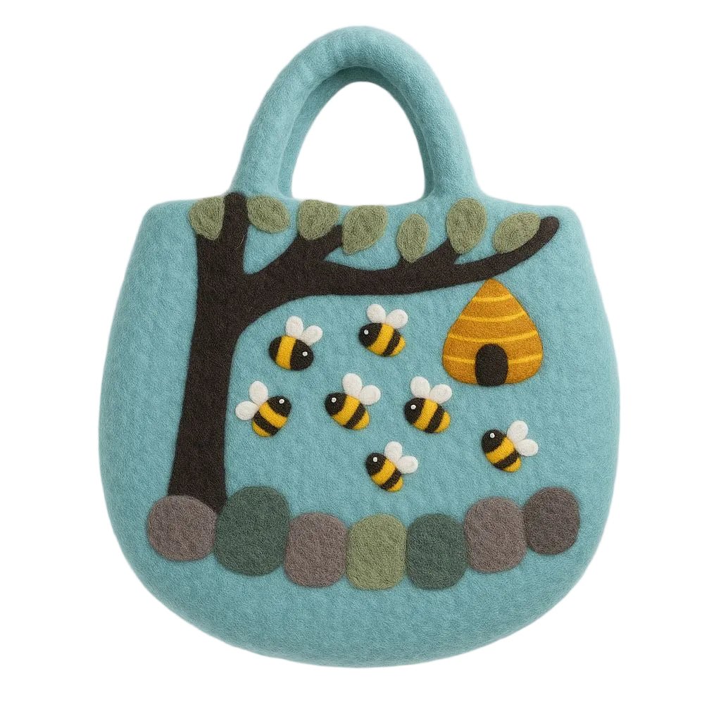 Tree and Beehive Felted BagFelted BagsHeart Notes